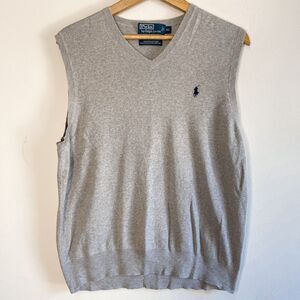 Polo Ralph Lauren Gray V-Neck Sweater Vest Size XL